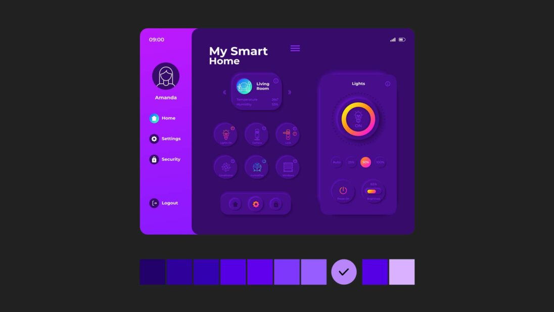 Purple UI theme mockup